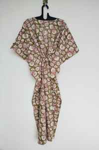 Robe kaftan en coton indien faite à la main, légère, jaune, pour la plage, idéale pour l'été - Product Image 5