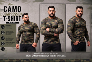 <b>Men</b> Camo Printed Long Sleeve Rash Guard Tee Plus Size Yoga Wear <b>Compression</b> <b>Shirt</b> <b>Men</b> Quick Dry Spandex Polyester Base Layer Tee - Product Image 4