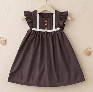 Vestido de Algodón para Niña, con Mangas con Volantes, Adorno de Encaje, Bordado Floral, Vestidos Casuales de Boutique para Niña, para Pascua y Verano - Product Image 6