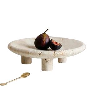 ถาดหินอ่อนธรรมชาติทำมือพร้อมขาตั้งหินแท้ สำหรับเสิร์ฟอาหารและตกแต่งโต๊ะอาหาร - Product Image 1