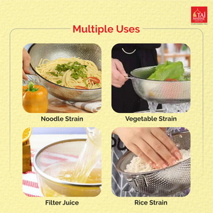 Multi Sizes SS Perforated <b>Strainers</b> Soup and Juice with Long Handle for Filtering Sifting Rinsin - Product Image 6