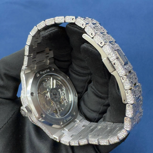 Montre automatique BOJ A.P Premium VVS Diamonds Luxurious Glass Alloy Stainless Steel 41mm entièrement sertie de moissanite, mouvement japonais. - Product Image 4