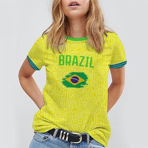 Camiseta de Fútbol de Brasil para Hombre, Manga Corta, Estampado Completo, Cuello Redondo, Transpirable, Ropa Deportiva de Poliéster, Uniforme para Adultos - Product Image 3