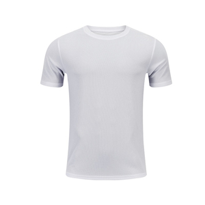 T-shirt tricoté blanc à manches courtes et col rond pour homme, séchage rapide, coupe classique, couleur unie, vêtement de sport décontracté, motif numérique avant, écologique - Product Image 1