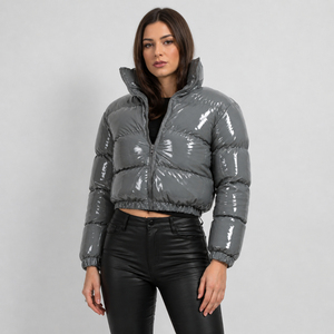 <b>Womens</b> Short Puffer <b>Jacket</b> High Neck Quilted Warm Winter Coat <b>Lightweight</b> Padded Bubble Outerwear Casual Zip Front - Product Image 6