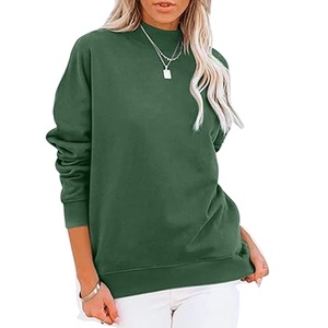 Nueva Llegada, Sudadera de Algodón de Lujo para Mujer, Manga Larga, Cuello Redondo, Hombros Caídos, Color Sólido, Cómoda, Informal, Cuello Alto - Product Image 1