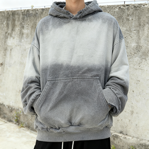 Nesta Sports Sweat à capuche en molleton épais personnalisé unisexe, coupe oversize, effet délavé vintage, avec poche vieillie, style streetwear - Product Image 2