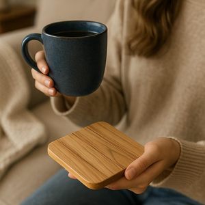 Luxury Handmade Wooden Coaster <b>Set</b> – <b>Square</b> Tea & Coffee Cup Holders Table Protection Coasters Glasses & Mugs - Product Image 4