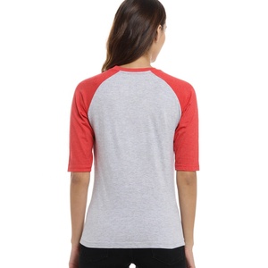 Chemises prix de gros meilleure qualité dames t-shirts à manches courtes raglan femmes T-Shirt uni coton Logo mode t-shirts - Product Image 2