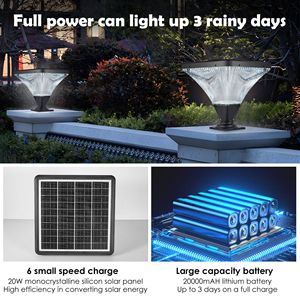 15\" Black LED Outdoor Post <b>Light</b> Remote Control Dimmable <b>with</b> <b>Timer</b> Function Weatherproof for Yard Garden Pathway 1 Pack - Product Image 4