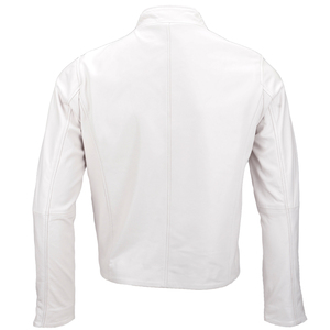 Chaqueta de Motociclista de Cuero PU Blanca para Hombre, de Primera Calidad, con Cuello Plegable, Cierre de Cremallera, Resistente al Viento, Estilo Moto Racer, OEM ODM - Product Image 5