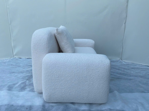 Fauteuil moderne semi-circulaire trois places en tissu bouclé avec dossier rembourré et accoudoirs rembourrés pour salon, appartement, hôtel - Product Image 4