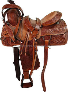 Ensemble de selle occidentale personnalisable de haute qualité Siège rembourré en corne de bois solide Sculpture à la main en cuir véritable complètement - Product Image 5