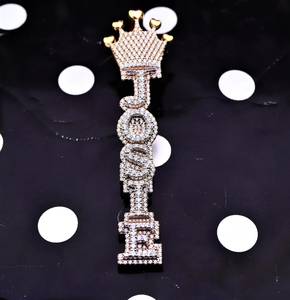 Pendentif personnalisé vertical Hip Hop en argent 925 plaqué or, luxe, serti de moissanite VVS, avec initiale en forme de couronne pour homme, bijoux Hip Hop - Product Image 3