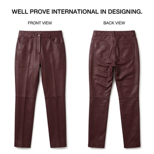 Pantalones de Hombre a la Rodilla, Color Vino Tinto, 450 GSM, Ajustados, Ligeros, de Cintura Alta, Transpirables, Antiarrugas, de Cuero Genuino, con Logotipo Personalizado - Product Image 1