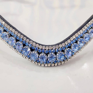 5แถวออกแบบแสงสีฟ้าคริสตัลเพชรบราวน์หนังอิตาลีออกแบบที่กำหนดเองหนังม้าคิ้ววง - Product Image 6