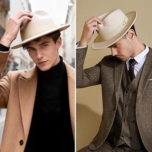 Black Wool Felt Fedora Hat Ribbon Band Adjustable Wide Brim Unisex Classic Style for Party Outdoor Travel - Product Image 2
