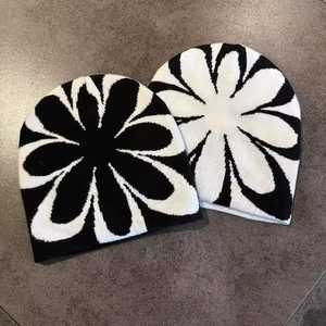 Unisex Geometric Jacquard Beanie Hat 56-58CM Acrylic <b>Winter</b> <b>Cap</b> Casual Style Black White Orange Beige Pattern - Product Image 1