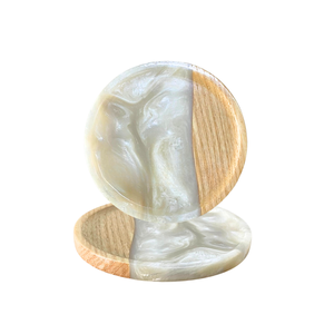 Ensemble de 2 sous-verres modernes en bois Thanh Tung Thinh, réutilisables, ronds, écologiques, durables, accessoires de bar - Product Image 2