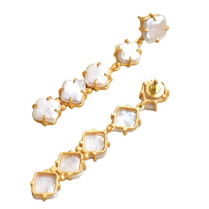 Pendientes de Latón al por Mayor, Perlas Auténticas, Cristal Curativo, Acabado Satinado de Latón, Estilo Moderno, Listos para Enviar al por Mayor - Product Image 5