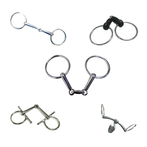 Bocado de acero inoxidable para caballo con anillas y boquilla articulada para equipo de equitación. Juego de bocados para montar a caballo, 100% la mejor calidad. - Product Image 5