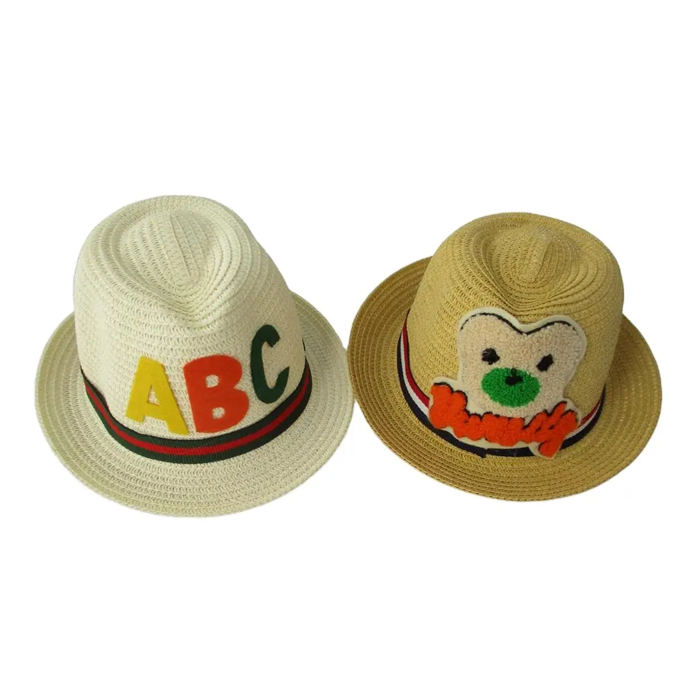 مصنع الأولاد ورقة الرافية الطبيعية مختلطة فيدورا قبعة القش قبعة الحرف اليدوية