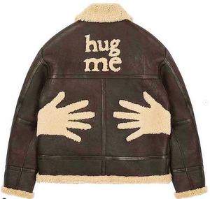 <b>Mens</b> <b>Shearling</b> Aviator <b>Jacket</b> Genuine Sheepskin Leather B3 Flight Bomber Winter Fur Coat Custom OEM - Product Image 2
