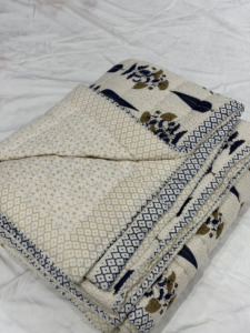 Tela de Algodón Puro Mal para Edredones, 100x100, Azul Marino, Estampado Floral de Hojas, Ecológica, Suave para Todas las Estaciones, para Sábanas Dohar - Product Image 5