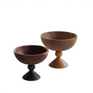 Accessoires de décoration intérieure : Bol à fruits vintage sur piédestal, centre de table en bois d'acacia fait main, écologique, pour table de fête - Product Image 4