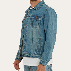 Chaqueta de Mezclilla Clásica para Hombre, Corte Regular, Cuello Camisero, Cierre de Botón, Estilo Casual de Algodón Azul para Primavera - Product Image 2