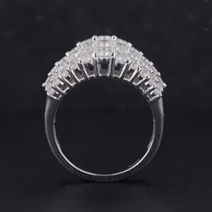 Bague Éternité pour Femme en Argent 925 Plaqué Rhodium avec Diamants Ronds Naturels Sertis Pavé, Style Glamour pour Mariage et Fiançailles - Product Image 3
