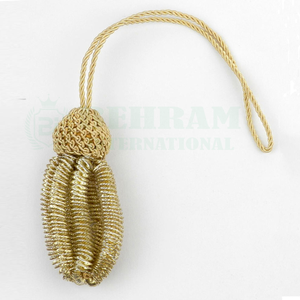 Frange à pompons en fil doré Zari fait main, écologique, pour cérémonies, pompon métallique, cordon de remise de diplôme, pompon de fixation pour toque de doctorat - Product Image 1