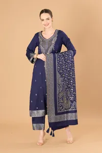 SAFAA : Sona Chandi Édition Hiver – Ensemble 3 pièces tissé non cousu de qualité supérieure - Product Image 4