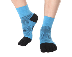 Chaussettes de sport pour hommes à 5 doigts, en coton tricoté respirant et écologique, avec logo sur le revers, coloris noir, bleu, gris, pour l'été - Product Image 5