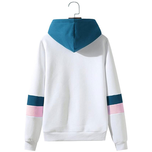 Sweat-shirt à capuche unisexe blanc avec blocs de couleur, poche sur la manche, décontracté, pour l'automne, sweats à capuche pour hommes - Product Image 3