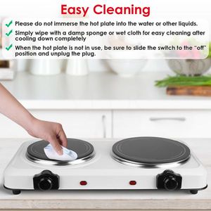 Table de cuisson électrique portable 2 brûleurs 2000W, plaque chauffante électrique en verre avec commande par bouton et réglage progressif de la température - Product Image 4