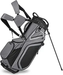 Bolsa de soporte de Golf con divisores superiores, bolsa ligera de soporte de Golf con 8 bolsillos, bolsa enfriadora, cubierta antipolvo, mochila, tubo Putter de correa