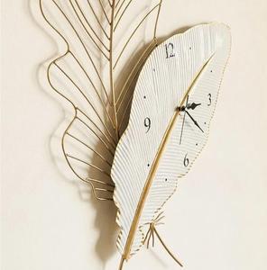 Gold Leaf <b>Metal</b> Wall <b>Clock</b> Minimalist Home Decor Large 33-40 Inch Handmade Foliage Design - Product Image 6
