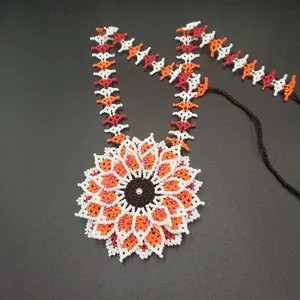 Collier Bohème en Perles de Graines Motif Tournesol, Bijoux Mexicains Perlés pour Anniversaire, Mariage, Tenue de Fête, Noël - Product Image 4