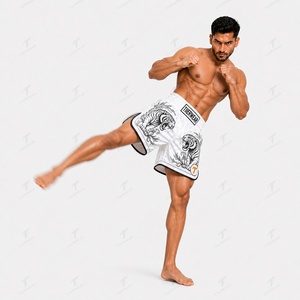 Shorts de combat Muay Thai Elite 205 GSM en satin léger et flexible pour l'entraînement de boxe et de kickboxing, avec fentes latérales, personnalisables OEM - Product Image 3