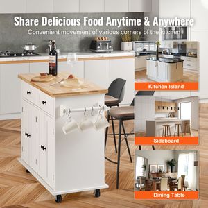 Carrello da Cucina in Legno Massello con Larghezza 35,4 Pollici, Armadietto Mobile e Porta Spezie - Product Image 5