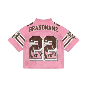 Custom Embroidery Oversized Boxy <b>T</b>-shirt Mesh Polyester Retro Soccer Jersey Streetwear V-neck American Football Jersey Quick Dry - Product Image 3