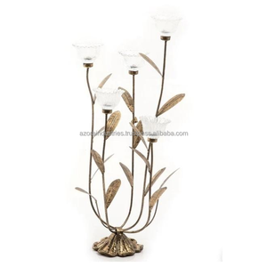 Bougeoir en fer fantaisie chandelier en métal fait à la main décoration de la maison candélabre rustique en fer forgé bougeoir - Product Image 5