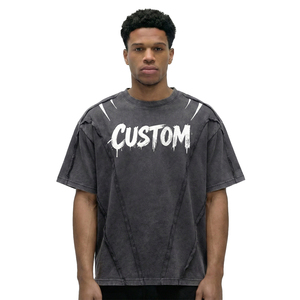 T-shirt Homme Oversize Personnalisé Lavage Acide Effet Vieilli Streetwear Manches Courtes Col Rond 100% Coton Jersey Respirant - Product Image 3