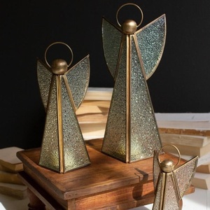 Metal Christmas <b>Tree</b> Decorations Set of 3 Hammered Cone Shapes with <b>Star</b> Tops Traditional Style Handicraft - Product Image 3