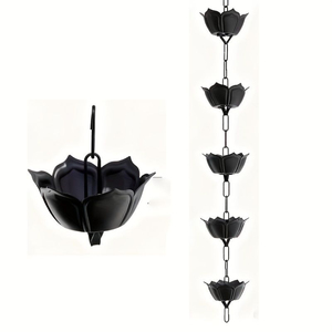 Chaîne de pluie décorative en aluminium noir pour gouttières, alternative au tuyau de descente, attrape-eau de pluie pour jardin extérieur – Vente en gros - Product Image 1
