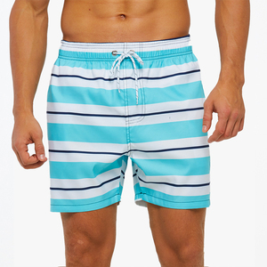 Shorts de bain pour hommes en coton 100% respirant de haute qualité, taille mi-haute avec cordon de serrage, séchage rapide, avec poches, style décontracté - Product Image 2