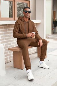 <b>Men</b> <b>Summer</b> Sportswear Tracksuit Soft Knitted 100% Cotton Breathable Comfortable Fit Hooded <b>Jacket</b> Elastic Pants Lightweight - Product Image 4