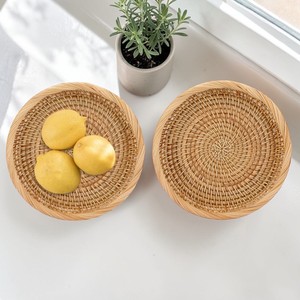 ISLA Natural Rattan Round Storage Basket for Food & Misc Household Items Handwoven Wicker Decorative Serving <b>Tray</b> Bowl Wholesale - Product Image 1