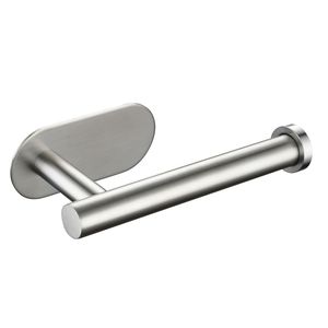 Porta rotolo di carta igienica adesiva in acciaio inossidabile nichelato per bagno - Product Image 1